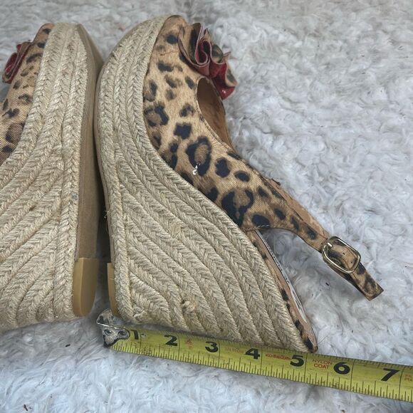 Steve Madden Fabric leopard print Espadrilles platform wedge sandals SZ10 - Picture 7 of 11
